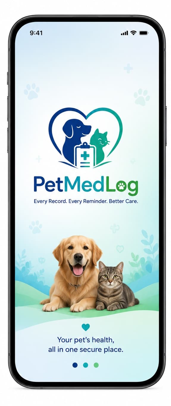 The PetMedLog app on an iPhone